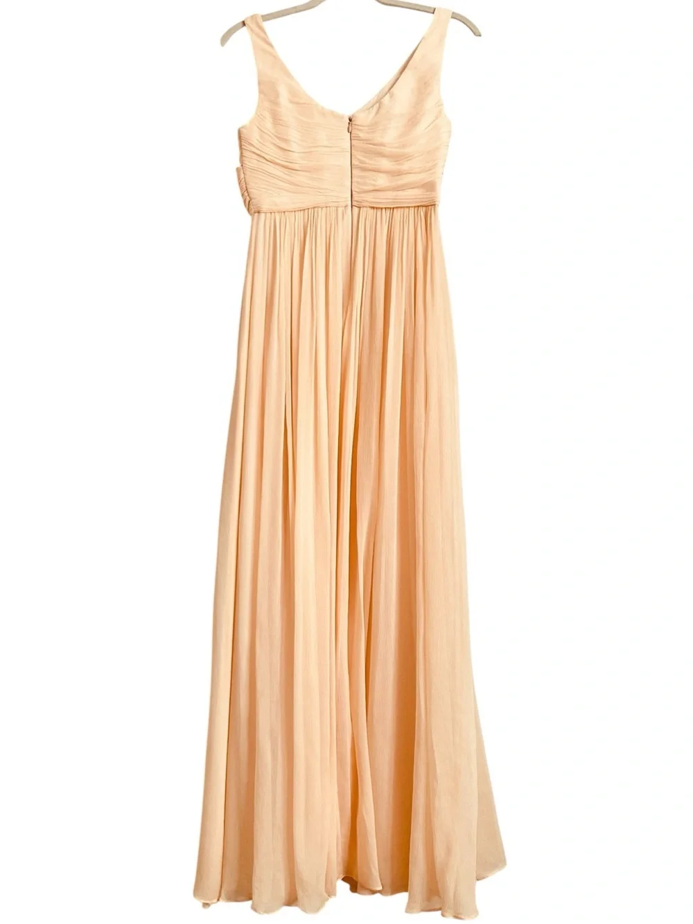 J.Crew 100% Silk Crinkle Chiffon Maxi Dress Peach Bridesmaid Wedding Size 2